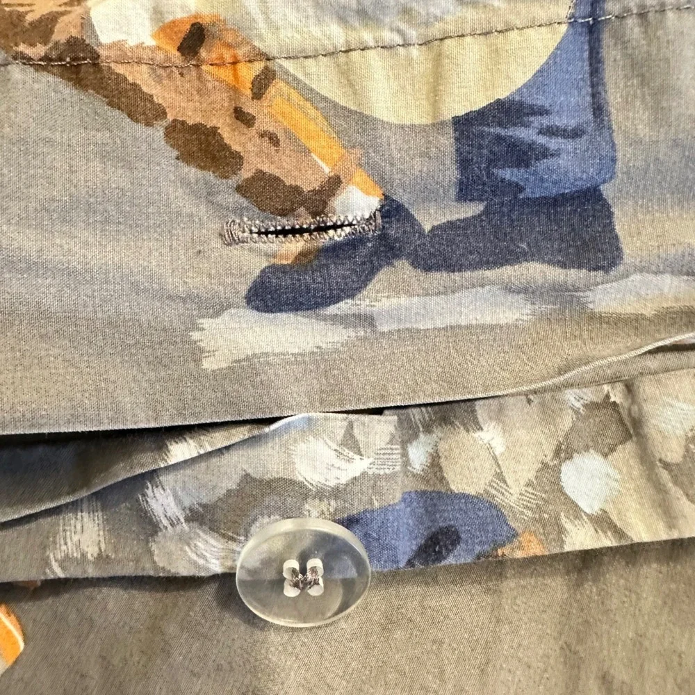 Pottery Barn Kids Twin Baseball Duvet Cover and Flat Sheet Organic Cotton Grey